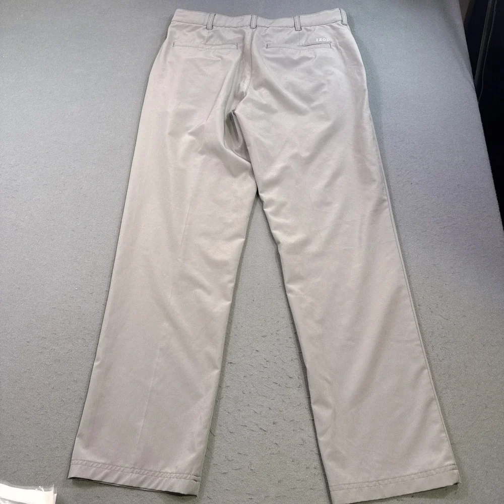 IZOD Advantage Performance Pants Men 32x32 GRAY Stretch Straight Fit Golf Chino